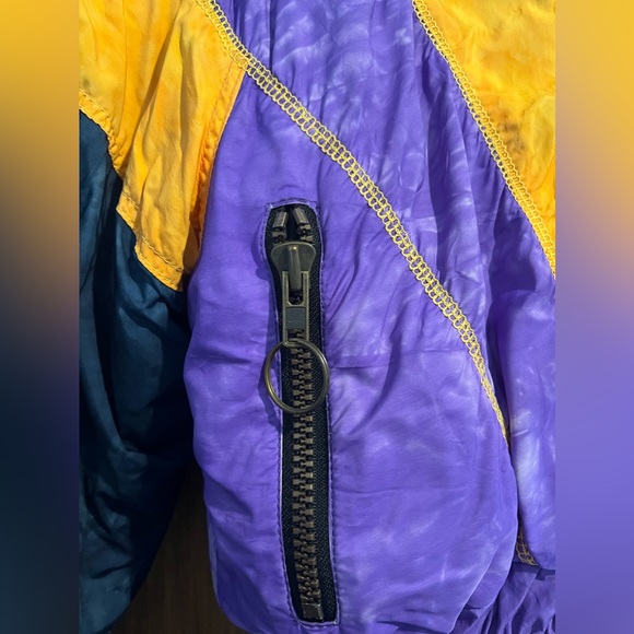 Vintage Dress the Bone Tie Dye Leopard Purple and Orange Quilted Ski Jac… - Picture 3 of 14